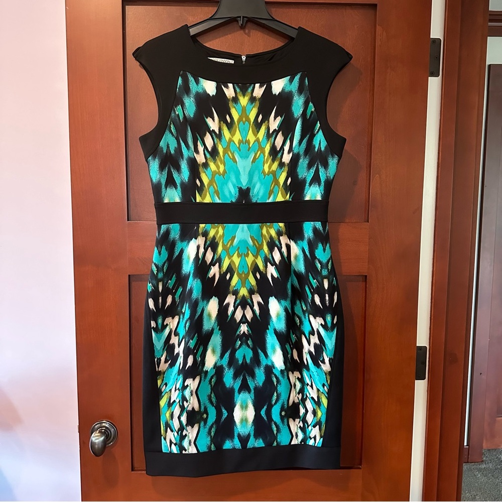 Black and Blue Patterned Women's Dress